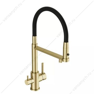 00-00002579 Смеситель для кухни Cersanit ZEN, с фильтром, гибкий излив, золото, A68251 Cersanit (Польша) купить в Тюмени (Ван Саныч™)