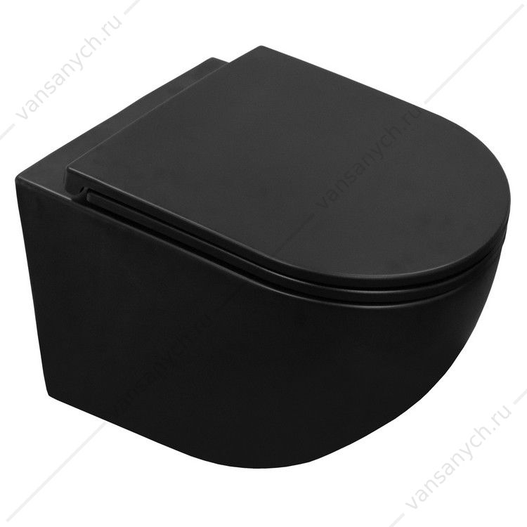 00090198 Унитаз безободковый смыв ТОРНАДО с сидением микролифт, быстросъем Azario Grado антивсплеск подвесной черный AZ-0046-UQ1-MB AZARIO (Россия/Китай) купить в Тюмени (Ван Саныч™)
