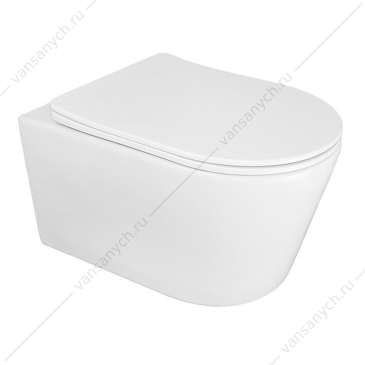 00091723 Унитаз безободковый смыв ТОРНАДО с сидением микролифт, быстросъем Azario Ollin подвесной AZ-0513R AZARIO (Россия/Китай) купить в Тюмени (Ван Саныч™)