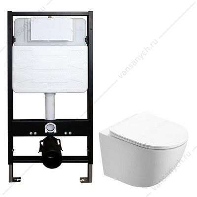 00095442 Сет: Инсталляция AZARIO FORTE + унитаз безободковый смыв Скрытое Торнадо, сиденье микролифт Azario Trevi  AZ-100-100F+AZ-0093UQ3 AZARIO (Россия/Китай) купить в Тюмени (Ван Саныч™)