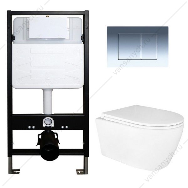 00097959 Сет: Инсталляция AZARIO FORTE + унитаз безободковый Azario UNO + Кнопка смыва AZARIO FORTE, хром глянц. AZ-100-100F+AZ-2380+AZ-100-020F AZARIO (Россия/Китай) купить в Тюмени (Ван Саныч™)