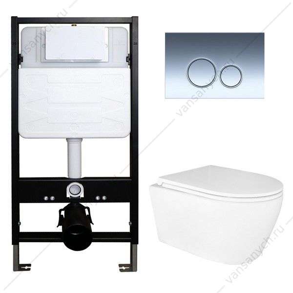 00104563 Сет: Инсталляция AZARIO FORTE + унитаз безободковый Azario UNO + Кнопка смыва AZARIO FORTE, хром глянцевый (AZ-100-100F+AZ-2380+AZ-100-030F) AZARIO (Россия/Китай) купить в Тюмени (Ван Саныч™)