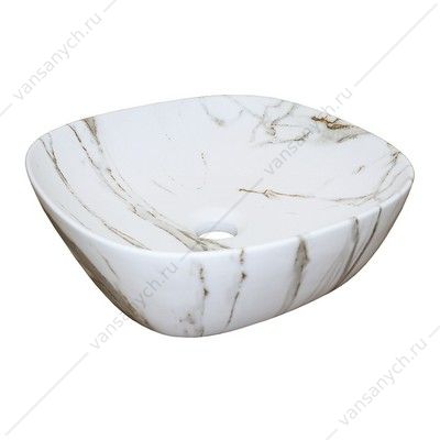 Раковина 37х37 накладная Azario, округлая, светлый мрамор AZ-2184+M845 AZARIO (Россия/Китай) купить в Тюмени (Ван Саныч™)