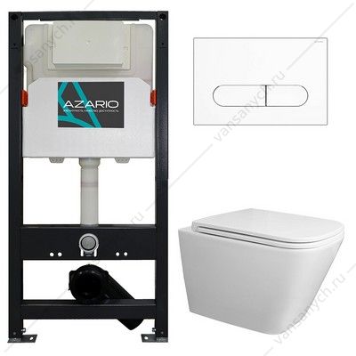 00105014 Сет: Инсталляция AZARIO NEW 3/6л + Унитаз безободковый смыв скрытое Торнадо Azario Teramo, сиденье микролифт + Клавиша смыва, белая глянц. AZ-501A+AZ-0052-UQ3+AZ-004.01 AZARIO (Россия/Китай) купить в Тюмени (Ван Саныч™)