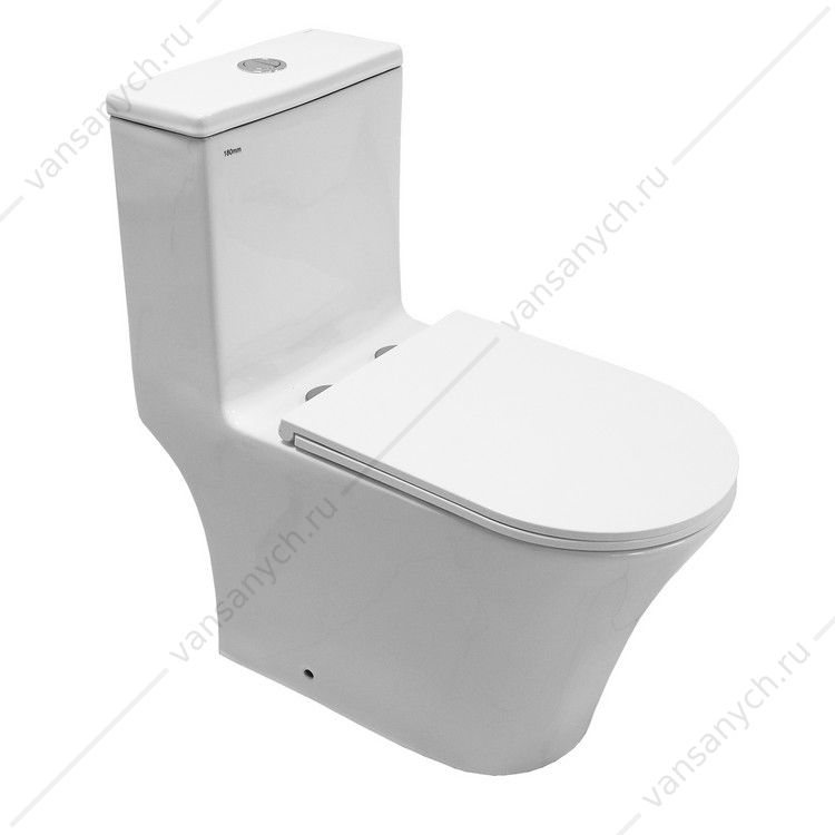 00095403 Унитаз-моноблок безободковый смыв ТОРНАДО с сидением микролифт, быстросъем Azario Vally AZ-80687 AZARIO (Россия/Китай) купить в Тюмени (Ван Саныч™)