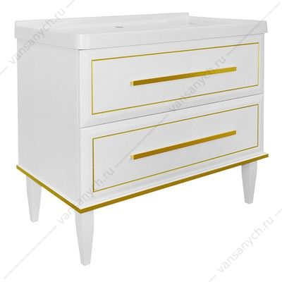 00096978 Тумба 90/2Н с раковиной Azario VEGA  напольная, раковина VEGA 90, белый гл./золото CS00096978 AZARIO (Россия/Китай) купить в Тюмени (Ван Саныч™)