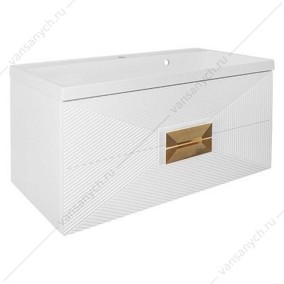 Тумба с раковиной 100см Azario ZENA 100/2 подвесная, раковина CLASSIK 100, белый глянец, ручка золото CS00097709 AZARIO (Россия/Китай) купить в Тюмени (Ван Саныч™)