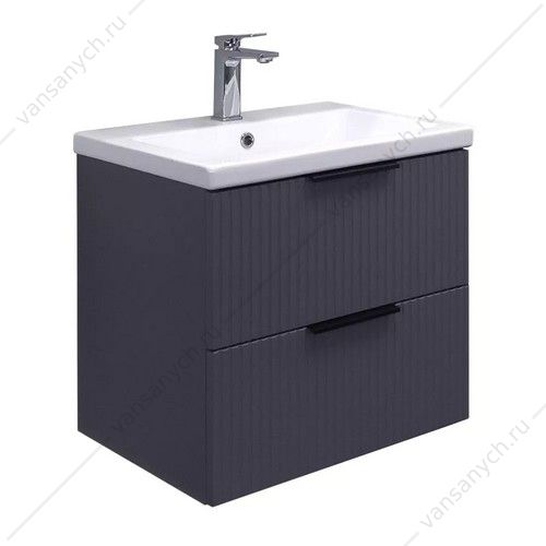 Тумба с раковиной 60 Comforty Лима-60П2 подвесная антрацит, раковина Como 60, 00-00019176CF Comforty (Россия) купить в Тюмени (Ван Саныч™)