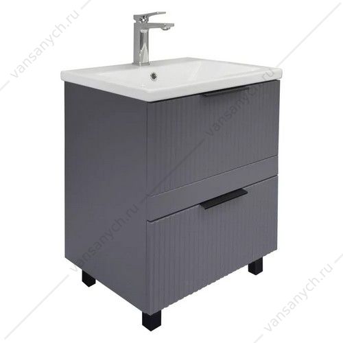 Тумба с раковиной 60 Comforty Лима-60Н2 напольная, антрацит, раковина Como 60, 00-00019209CF Comforty (Россия) купить в Тюмени (Ван Саныч™)