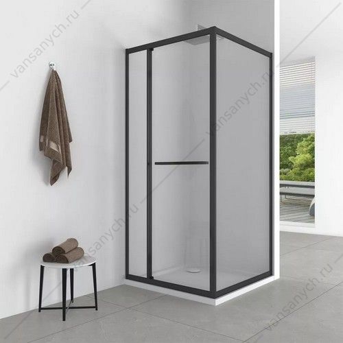 Душевое ограждение 90х90 Comforty 36B прозр. стекло, профиль черный матовый, без поддона Comforty (Россия) купить в Тюмени (Ван Саныч™)