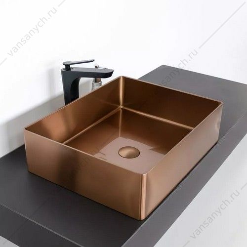 Раковина 50х40см из нерж. стали накладная Comforty CF8WBTB5040RG цвет бронза, с дон. клап., прямоугольная Comforty (Россия) купить в Тюмени (Ван Саныч™)