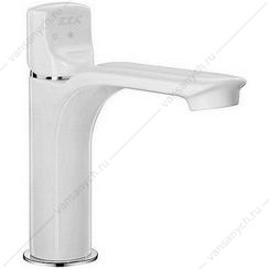 Смеситель для раковины 130 MYRA без дон. клапана белый /хром 104108986EX  E.C.A. (Турция) купить в Тюмени (Ван Саныч™)
