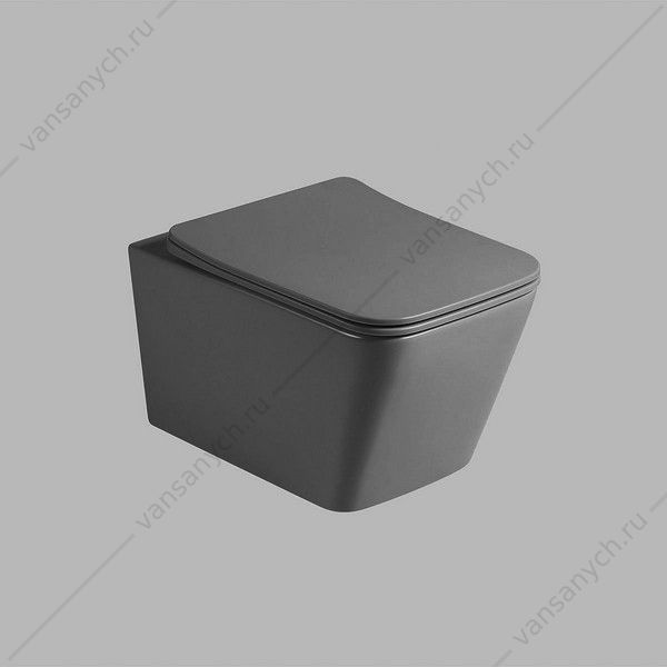 Унитаз безободковый, смыв Tornado Q-Line VT1-12MA подвесной, сиденье микролифт, быстросъем, цвет антрацит  Vincea (Италия) купить в Тюмени (Ван Саныч™)