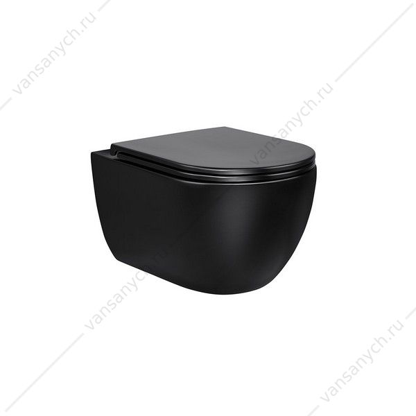 Унитаз безободковый Evo VT1-34MB матовый черный, сиденье микролифт, быстросъем Vincea (Италия) купить в Тюмени (Ван Саныч™)