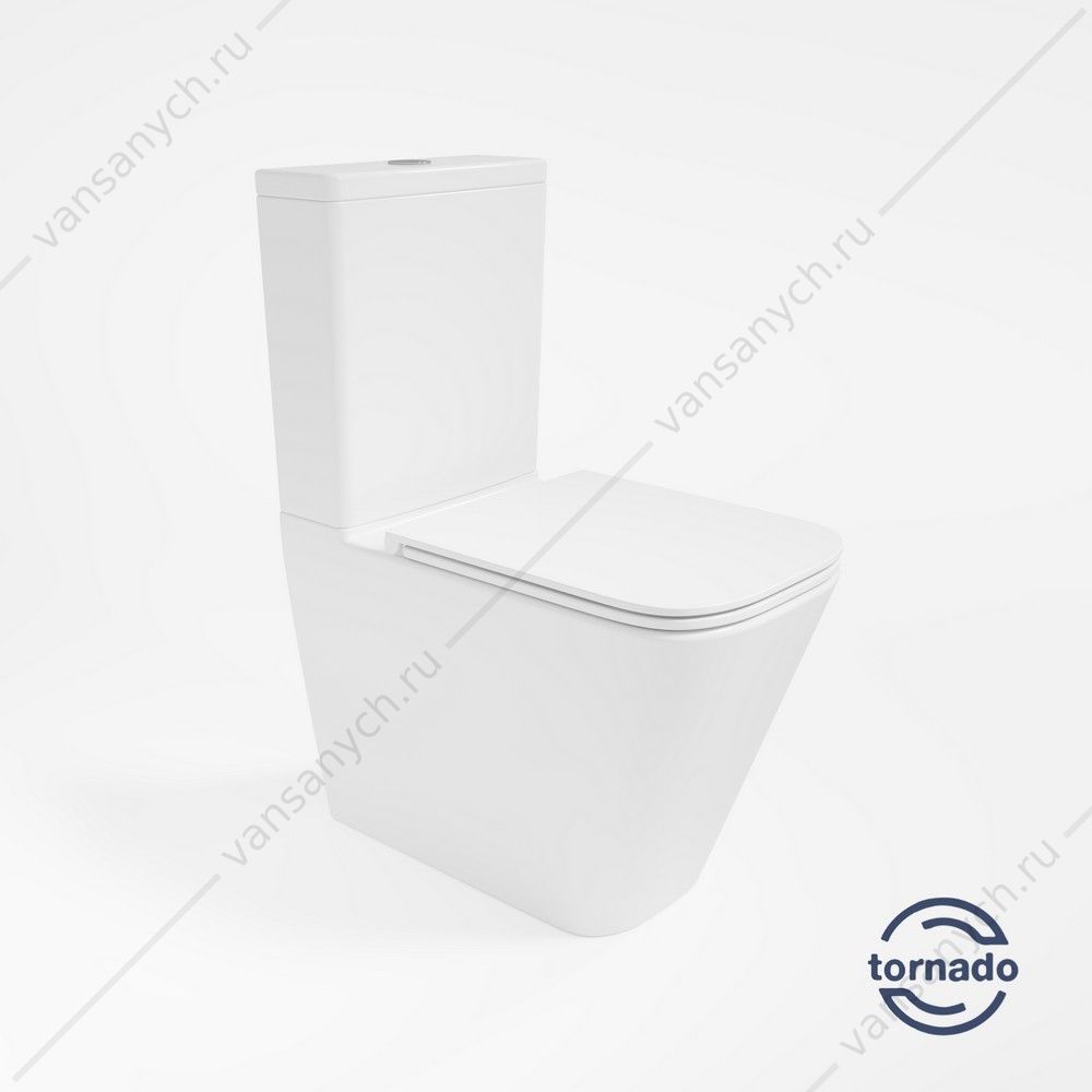Унитаз-компакт безободковый, смыв Tornado Q-Line VT2-12T, белый, сиденье микролифт, быстросъем Vincea (Италия) купить в Тюмени (Ван Саныч™)