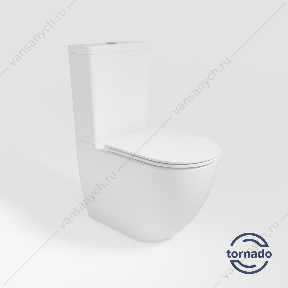 Унитаз-компакт безободковый, смыв Tornado Globo VT2-14T, белый, сиденье микролифт, быстросъем Vincea (Италия) купить в Тюмени (Ван Саныч™)