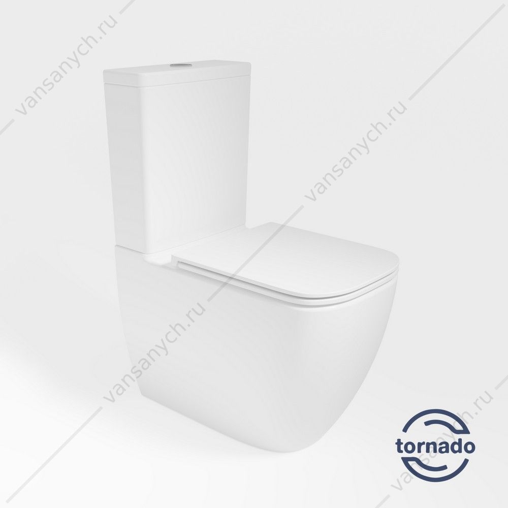 Унитаз-компакт безободковый, смыв Tornado Bien VT2-51T, белый, сиденье микролифт, быстросъем Vincea (Италия) купить в Тюмени (Ван Саныч™)