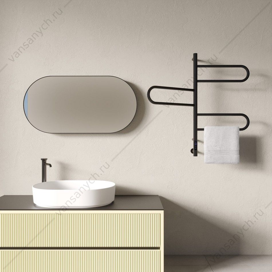 Полотенцесушитель 42х80 электрический Vincea VTD-1R2CBE, черный, таймер Vincea (Италия) купить в Тюмени (Ван Саныч™)