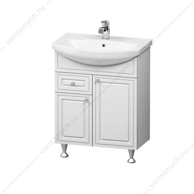 Тумба на ножках с раковиной, RedBlu Palace One, 65 см, ящ/дв, белый, M41-FSX0653WG-WCC065  Redblu by Damixa (Дания) купить в Тюмени (Ван Саныч™)