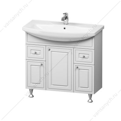 Тумба на ножках с раковиной, RedBlu Palace One, 85 см, ящ/дв, белый, M41-FSX0853WG-WCC085  Redblu by Damixa (Дания) купить в Тюмени (Ван Саныч™)