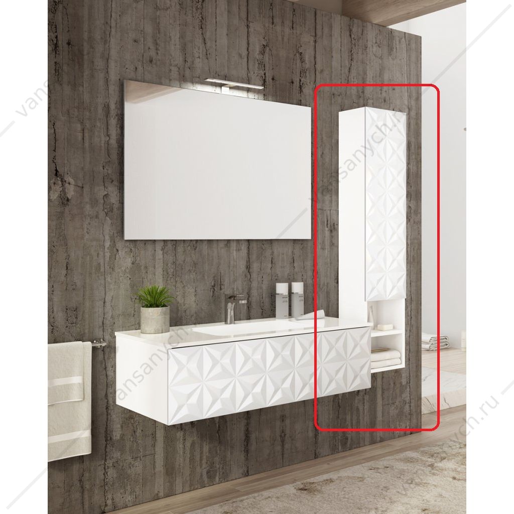 Колонна с одной дверцей и двумя открытыми полками, 30x22x140 CEZARES LECCE белый, LCCL140.601 Cezares (Италия) купить в Тюмени (Ван Саныч™)