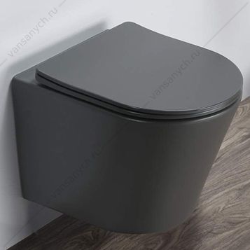 00-00007648 Унитаз безободковый подвесной COMFORTY 105MDH, сиденье микролифт тонкое, быстросъёмное, графит матовый Comforty (Россия) купить в Тюмени (Ван Саныч™)