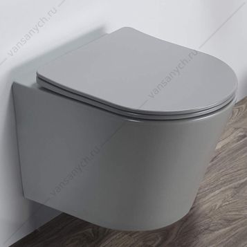 00-00007649 Унитаз безободковый подвесной COMFORTY 105MH, сиденье микролифт тонкое, быстросъёмное, светло серый матовый Comforty (Россия) купить в Тюмени (Ван Саныч™)