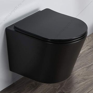 00-00007650 Унитаз безободковый подвесной COMFORTY 105MB, сиденье микролифт тонкое, быстросъёмное, чёрный матовый Comforty (Россия) купить в Тюмени (Ван Саныч™)