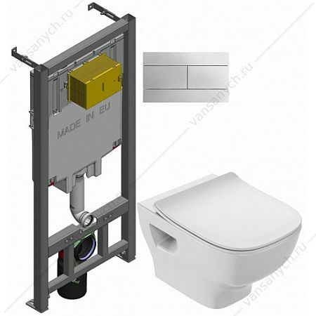 Унитаз c инсталляцией Jacob Delafon Struktura compact, сиденье тонкое микролифт, клавиша белая (E29025+E4316+EDF102+E70025), E21747RU-00 Jacob Delafon (Франция) купить в Тюмени (Ван Саныч™)