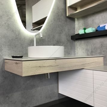00-00000822 Консоль COMFORTY Клеон-120 белый/дуб дымч. с левой белой столешницей раковина COMFORTY 9110 Comforty (Россия) купить в Тюмени (Ван Саныч™)