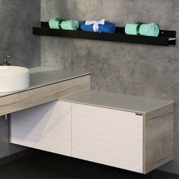 00-00001851 Тумба COMFORTY Клеон-120 белый/дуб дымчатый с белой столешницей Comforty (Россия) купить в Тюмени (Ван Саныч™)