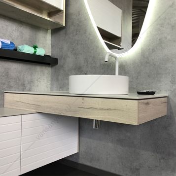 00-00001892 Консоль COMFORTY Клеон-120 белый/дуб дымч. с правой белой столешницей раковина COMFORTY 9110 Comforty (Россия) купить в Тюмени (Ван Саныч™)