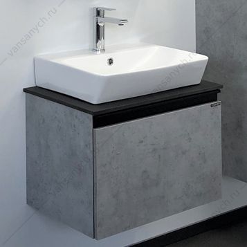 00-00001928 Тумба с раковиной COMFORTY Эдинбург-60 бетон светлый, черная столешница №8, раковина COMFORTY 9055RA-50 Comforty (Россия) купить в Тюмени (Ван Саныч™)
