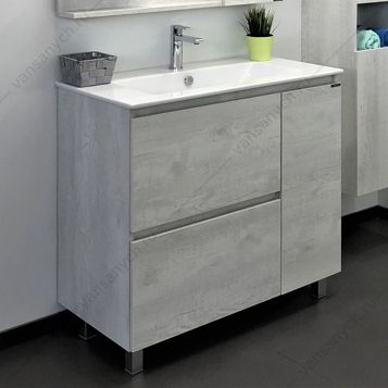 00-00001972 Тумба с раковиной COMFORTY Верона-90 дуб белый раковина Quadro 90 Comforty (Россия) купить в Тюмени (Ван Саныч™)