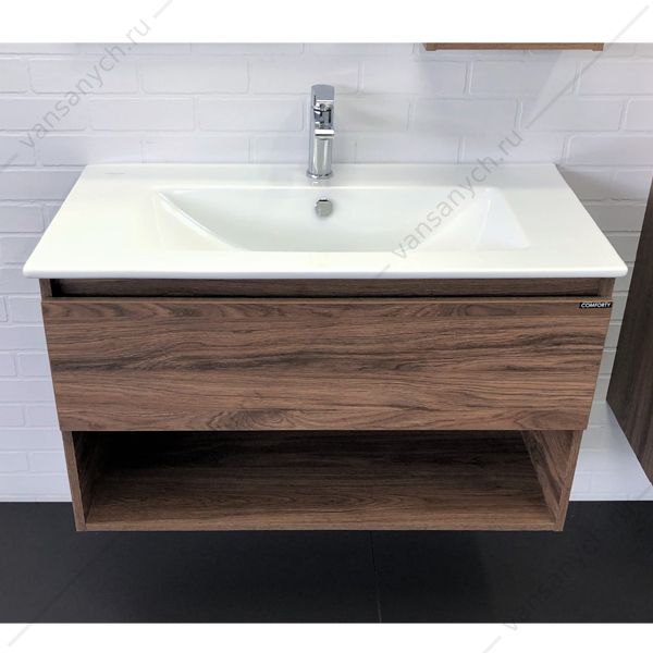 00-00006671 Тумба с раковиной COMFORTY Бордо-90 дуб темно-коричневый раковина Quadro 90 Comforty (Россия) купить в Тюмени (Ван Саныч™)