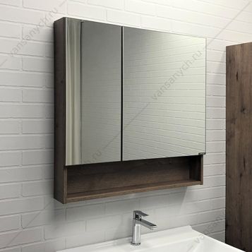 00-00007619 Зеркало-шкаф COMFORTY Никосия-80 дуб темный Comforty (Россия) купить в Тюмени (Ван Саныч™)