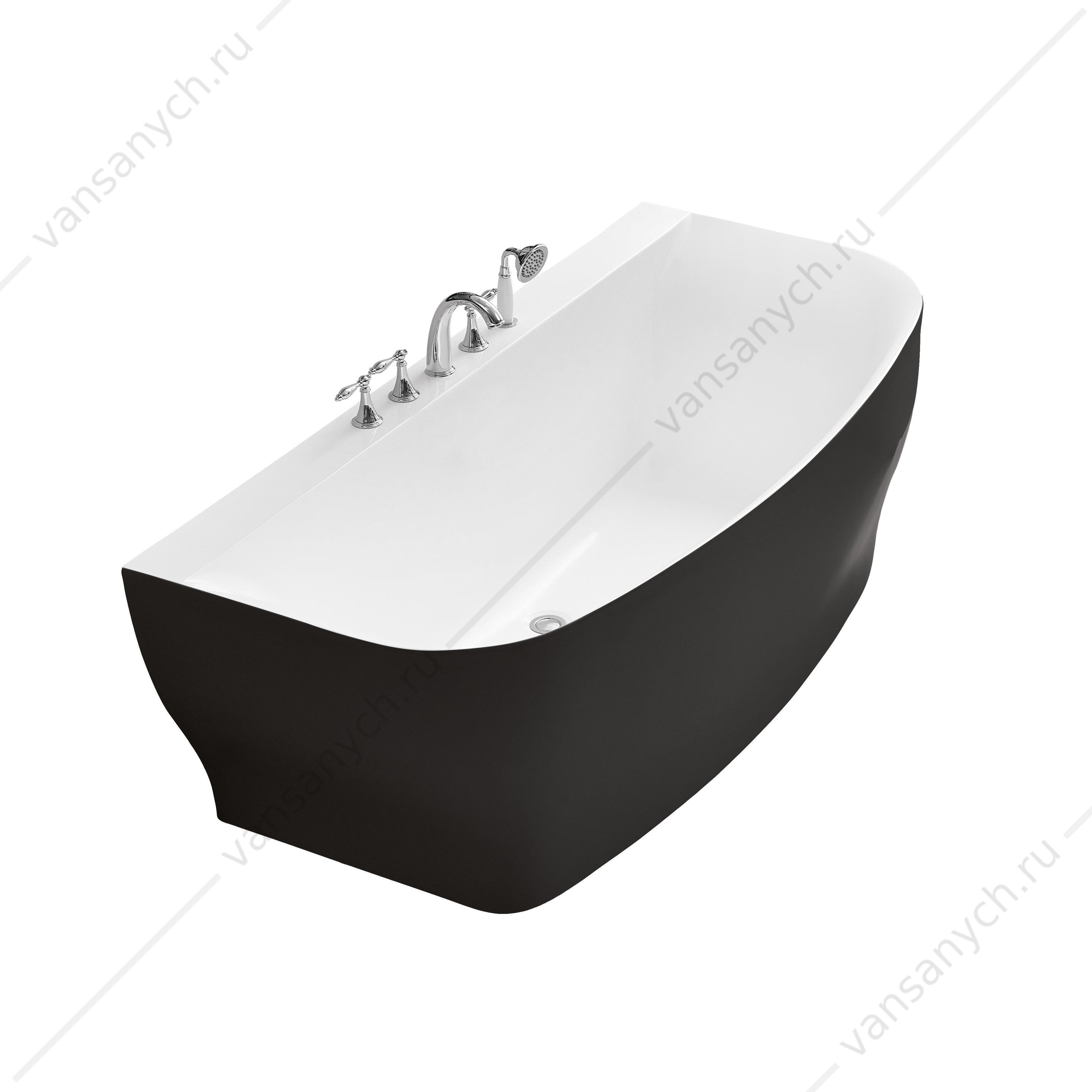 Ванна 165х78 акрил. BELBAGNO BB74 черная пристенная без перелива, BB74-NERO-W0 Belbagno (Италия) купить в Тюмени (Ван Саныч™)