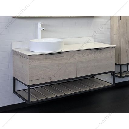 00-00008905 Тумба с раковиной 120 COMFORTY Порто-120-1 дуб дымчатый с белой столешницей c раковиной COMFORTY 9110, 00-00008905CF Comforty (Россия) купить в Тюмени (Ван Саныч™)