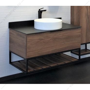 00-00008927 Тумба с раковиной 90 COMFORTY Порто дуб тёмно-коричн. с черной столешн. c раковиной COMFORTY 9110, 00-00008927CF Comforty (Россия) купить в Тюмени (Ван Саныч™)