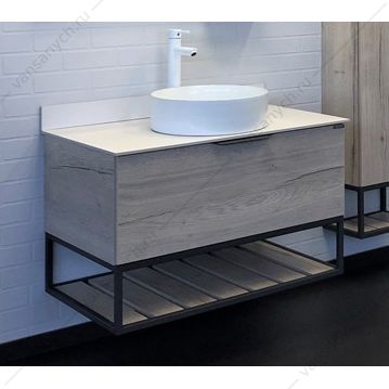 00-00009322 Тумба с раковиной 90 COMFORTY Порто дуб дымчатый с белой столешн. c раковиной COMFORTY 9110, 00-00009322CF Comforty (Россия) купить в Тюмени (Ван Саныч™)