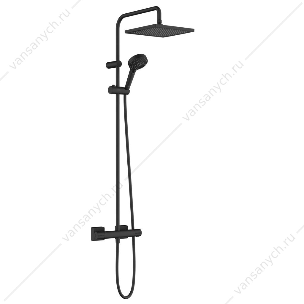 Душевая система термостат. для душа HG Vernis Shape Showerpipe 240 черный 26427670 HANSGROHE (Германия) купить в Тюмени (Ван Саныч™)