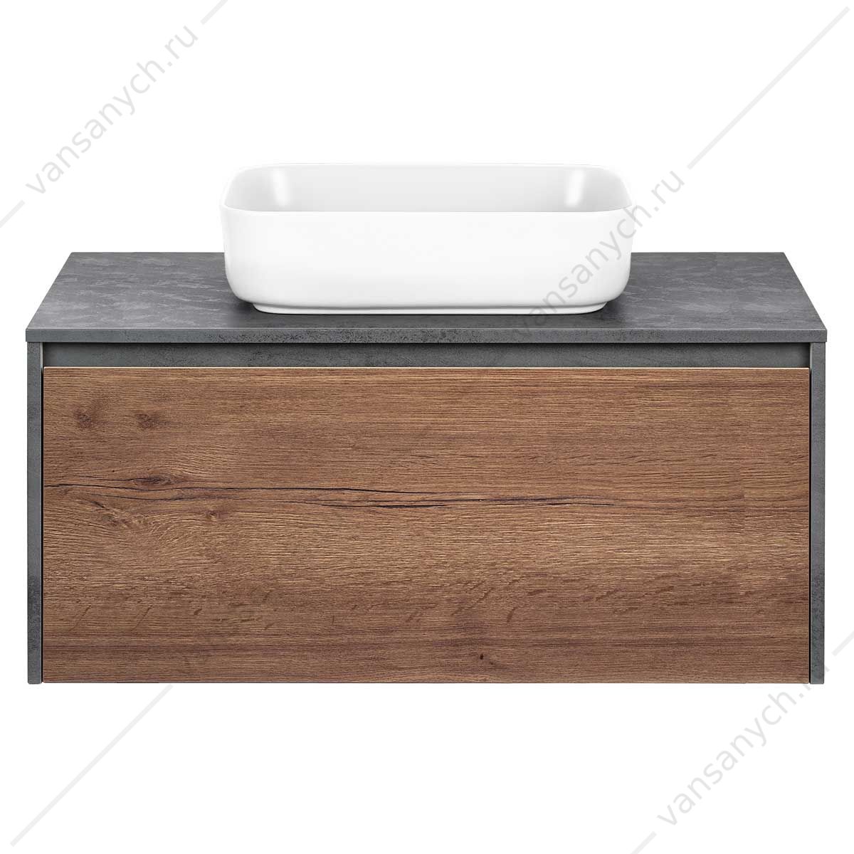 Тумба 100 под керамич. раковину Mesa подвесная, 1 выкатной/1 скрытый ящик, T.Oak + Beton, VMC-2MS100TB Vincea (Италия) купить в Тюмени (Ван Саныч™)