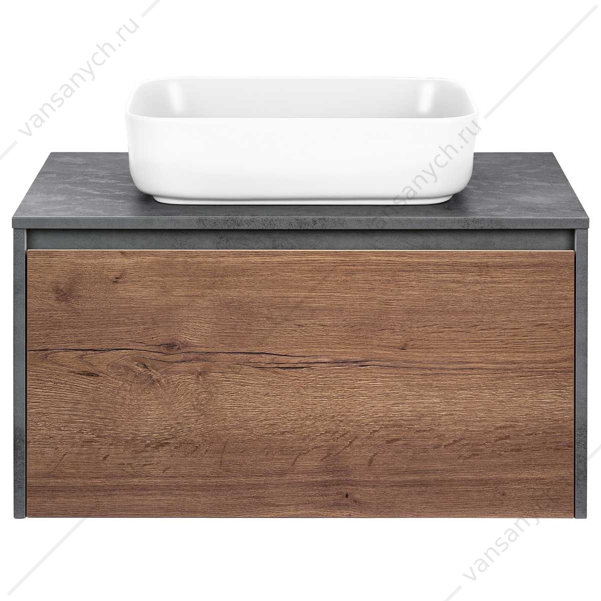 Тумба 80 под керамич. раковину Mesa подвесная, 1 выкатной/1 скрытый ящик, T.Oak + Beton, VMC-2MS800TB Vincea (Италия) купить в Тюмени (Ван Саныч™)
