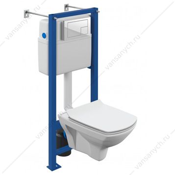 00-00010924 Комплект Cersanit CARINA XL CO DPL EO slim: унитаз безободковый с сиденьем (микролифт. тонкое) + инсталляция VECTOR с кнопкой CORNER пластик белый, 64119 Cersanit (Польша) купить в Тюмени (Ван Саныч™)