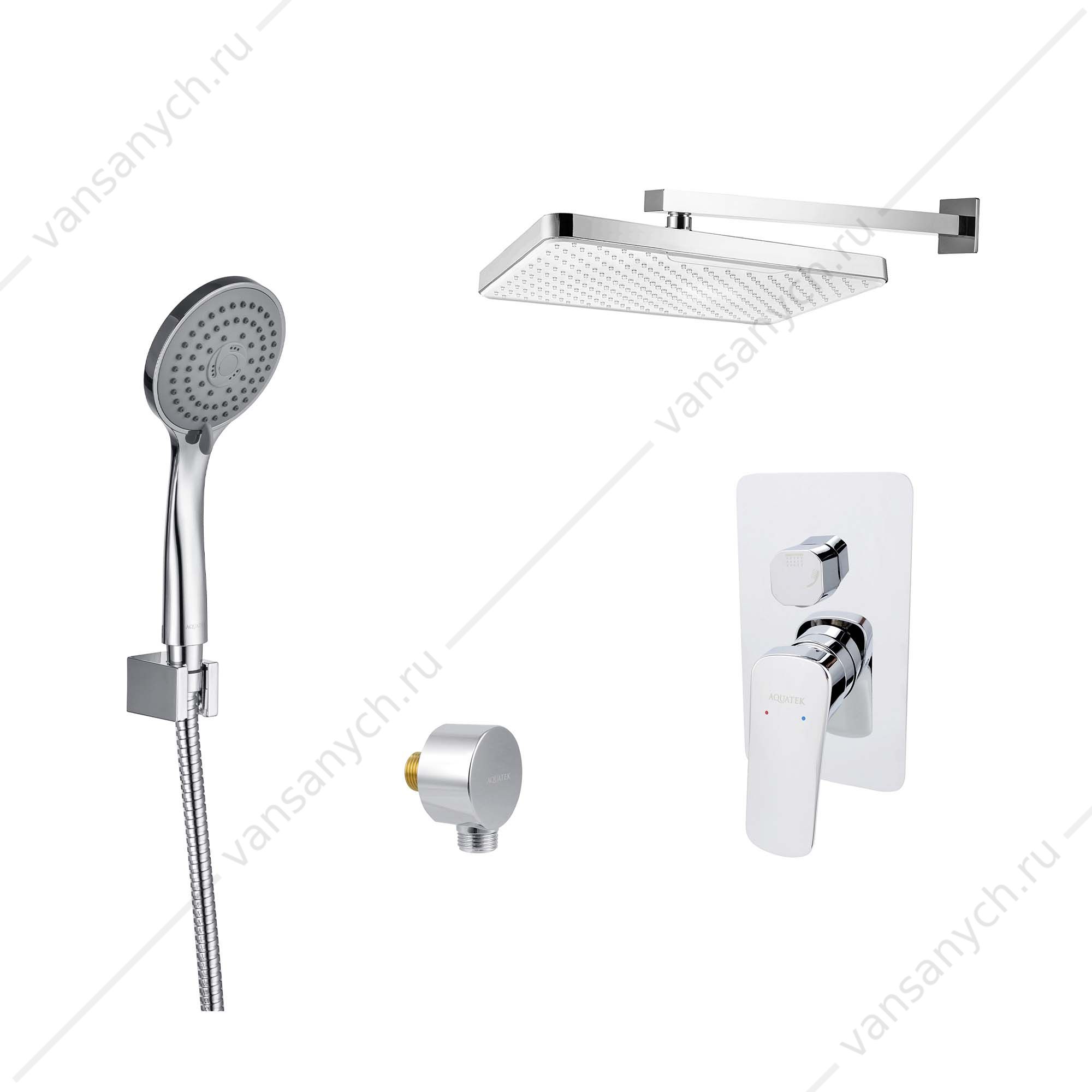 Комплект смесителей Set 4 в 1 AQUATEK ВЕГА хром AQ1072CR  Aquatek (Россия) купить в Тюмени (Ван Саныч™)