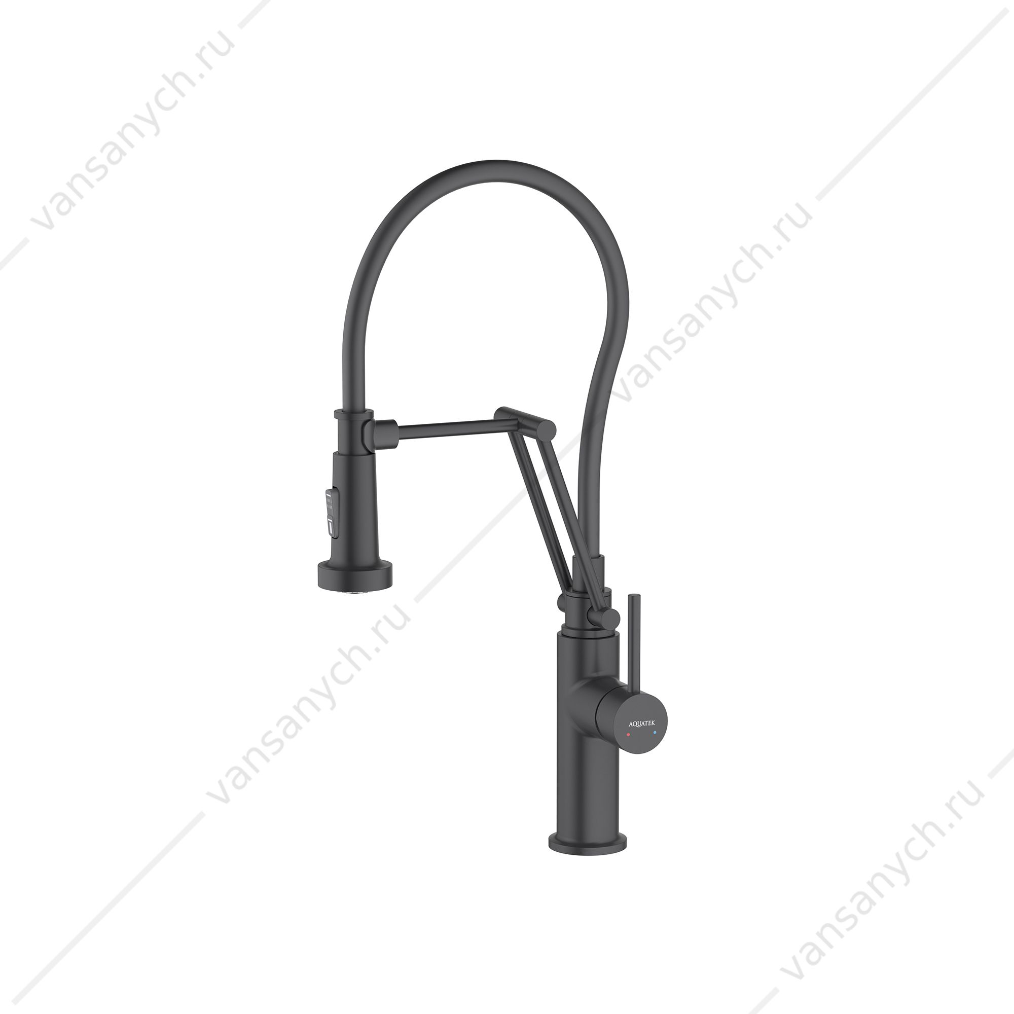Смеситель для кухни AQUATEK ЕВРОПА, 2 jet (профессиональный), черный AQ1388MB Aquatek (Россия) купить в Тюмени (Ван Саныч™)