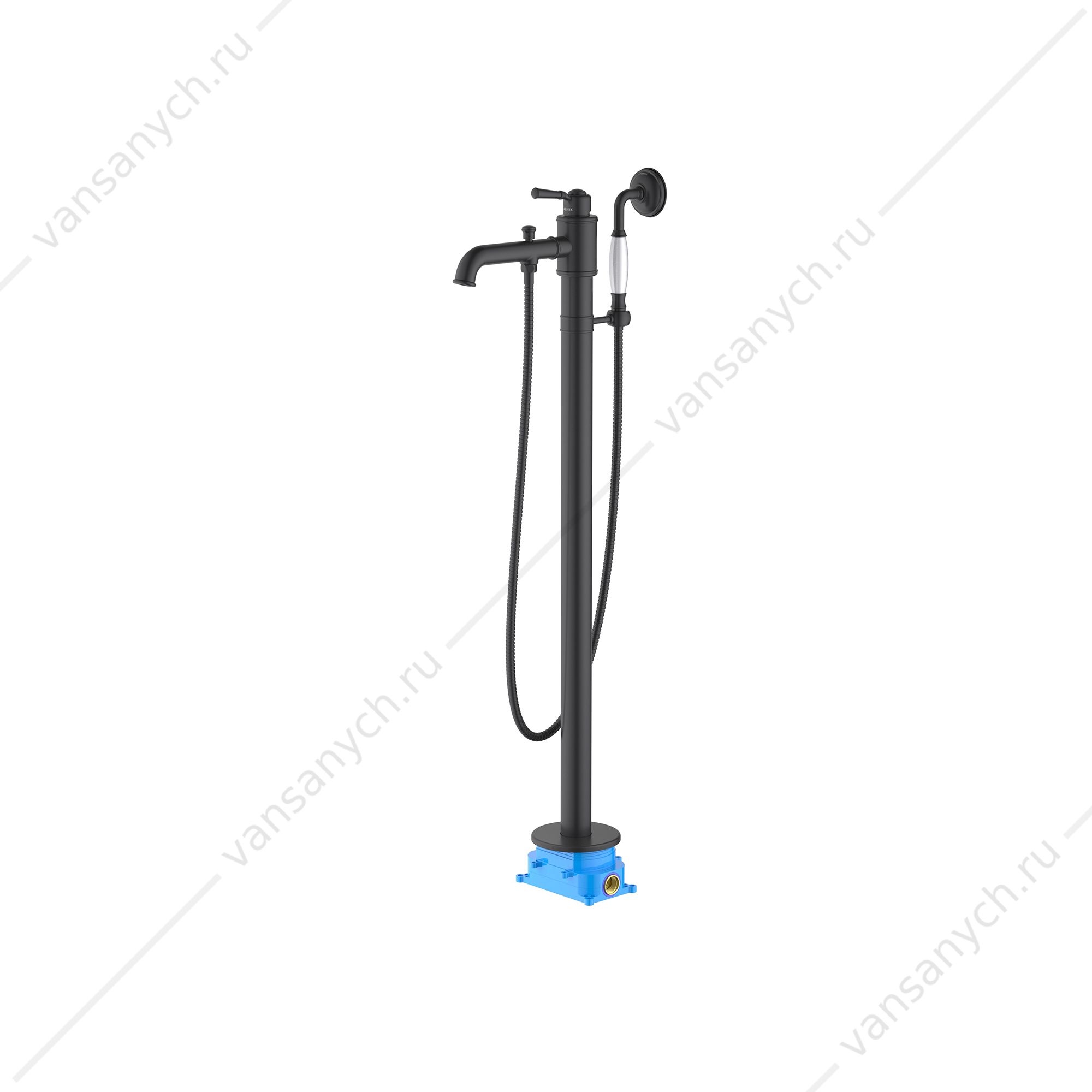 Смеситель для ванны напольный (внешняя и скрытая часть) AQUATEK, матовый черный AQ1545MB Классик Aquatek (Россия) купить в Тюмени (Ван Саныч™)