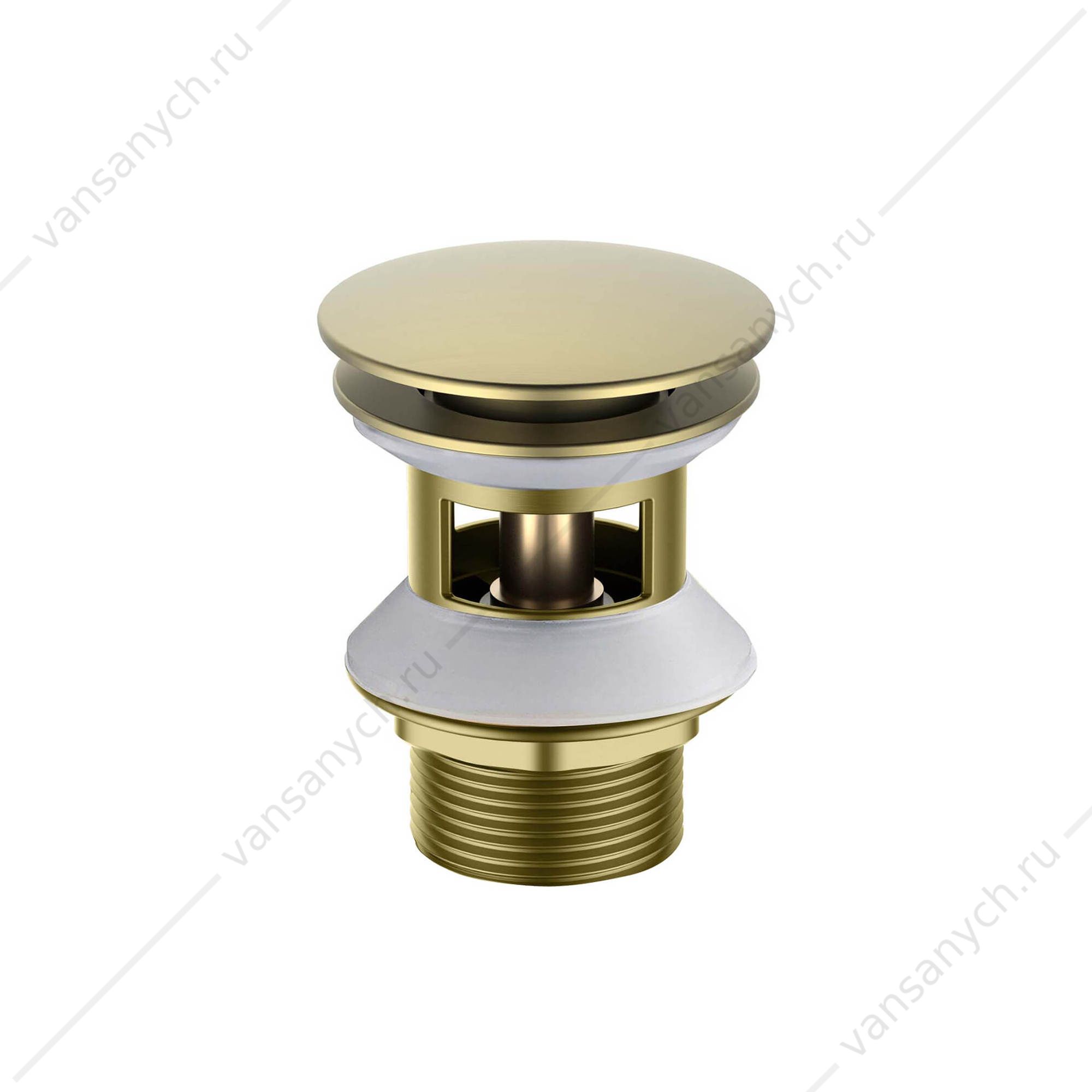 Донный клапан для раковины Push-open с переливом AQUATEK, круглая, шлиф. золото, AQ6002BG  Aquatek (Россия) купить в Тюмени (Ван Саныч™)