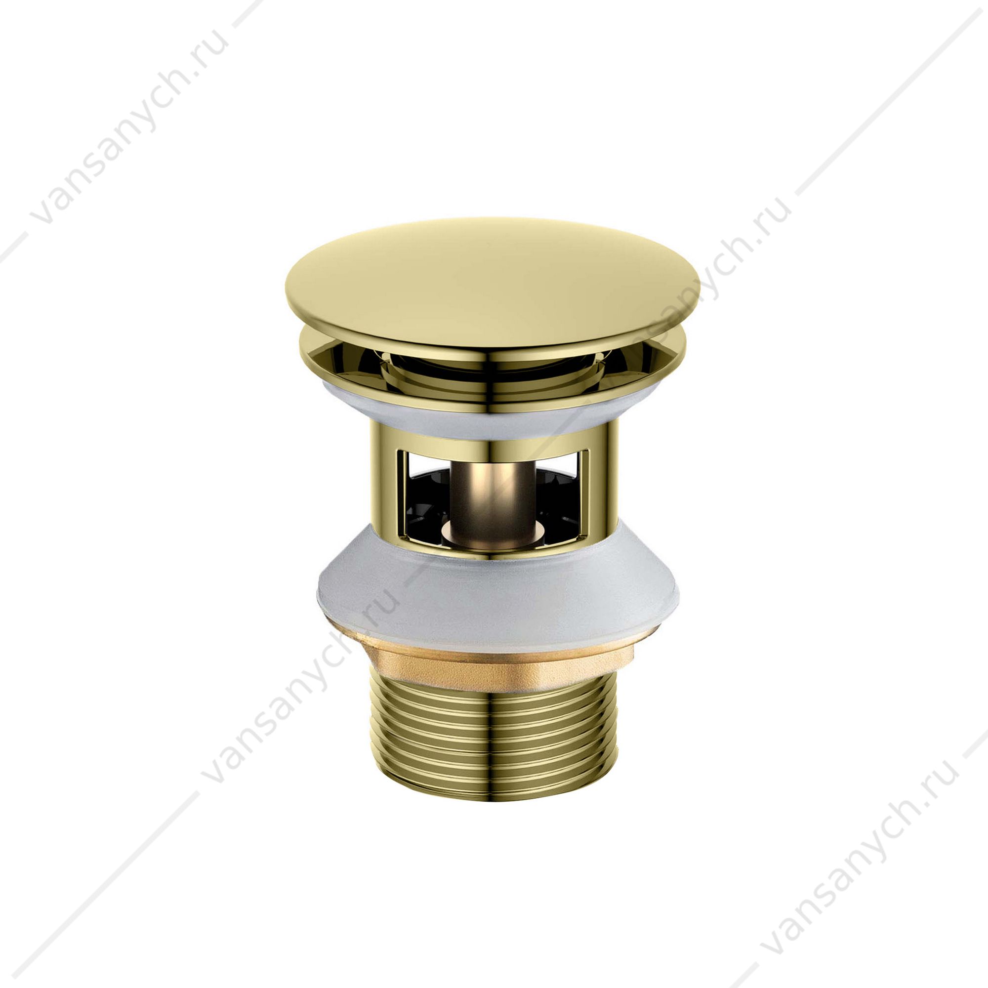 Донный клапан для раковины Push-open с переливом AQUATEK, круглая, полир. золото, AQ6002PG  Aquatek (Россия) купить в Тюмени (Ван Саныч™)