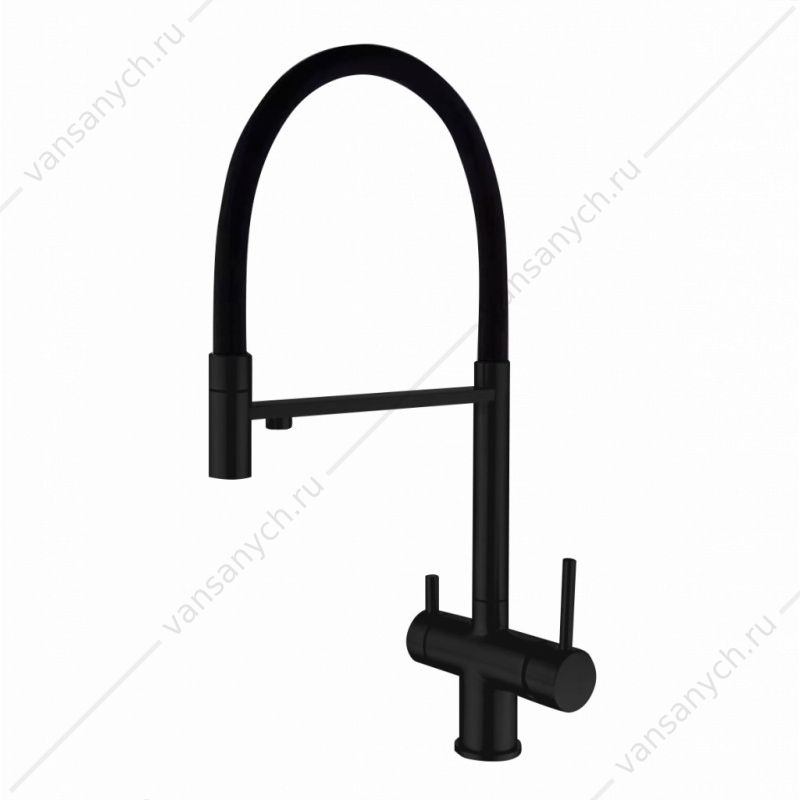 Смеситель с подключением к фильтру питьевой воды для кухни GROSS AQUA 3188611SSMBB Neosteel нерж.сталь, черный матовый Gross Aqua (Россия) купить в Тюмени (Ван Саныч™)